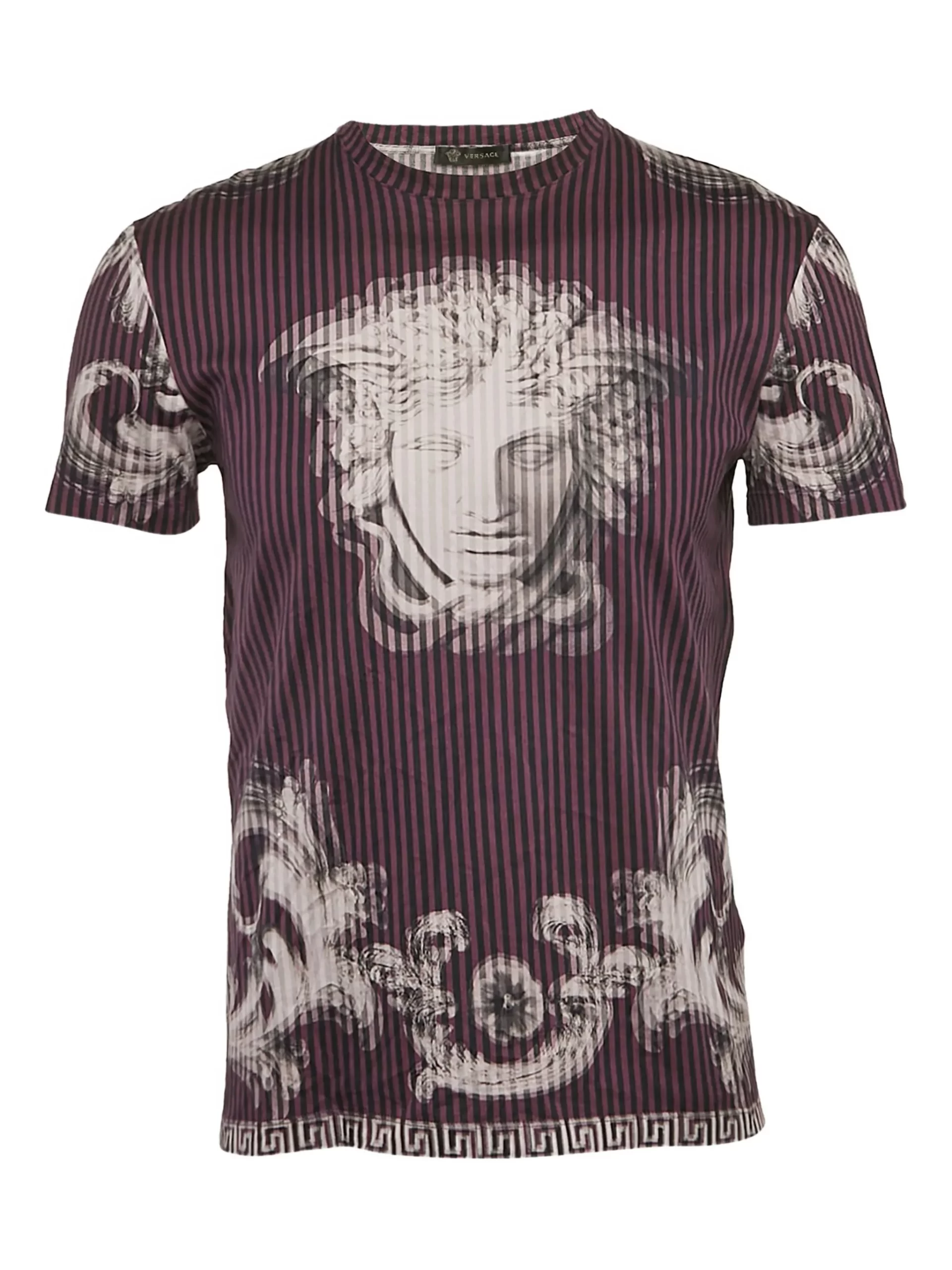 12-24 Versace Pre-Owned Medusa striped T-shirt 01 Versace Medusa striped T-shirt