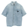 Prada 2010s Logo-Plaque Denim Shirt