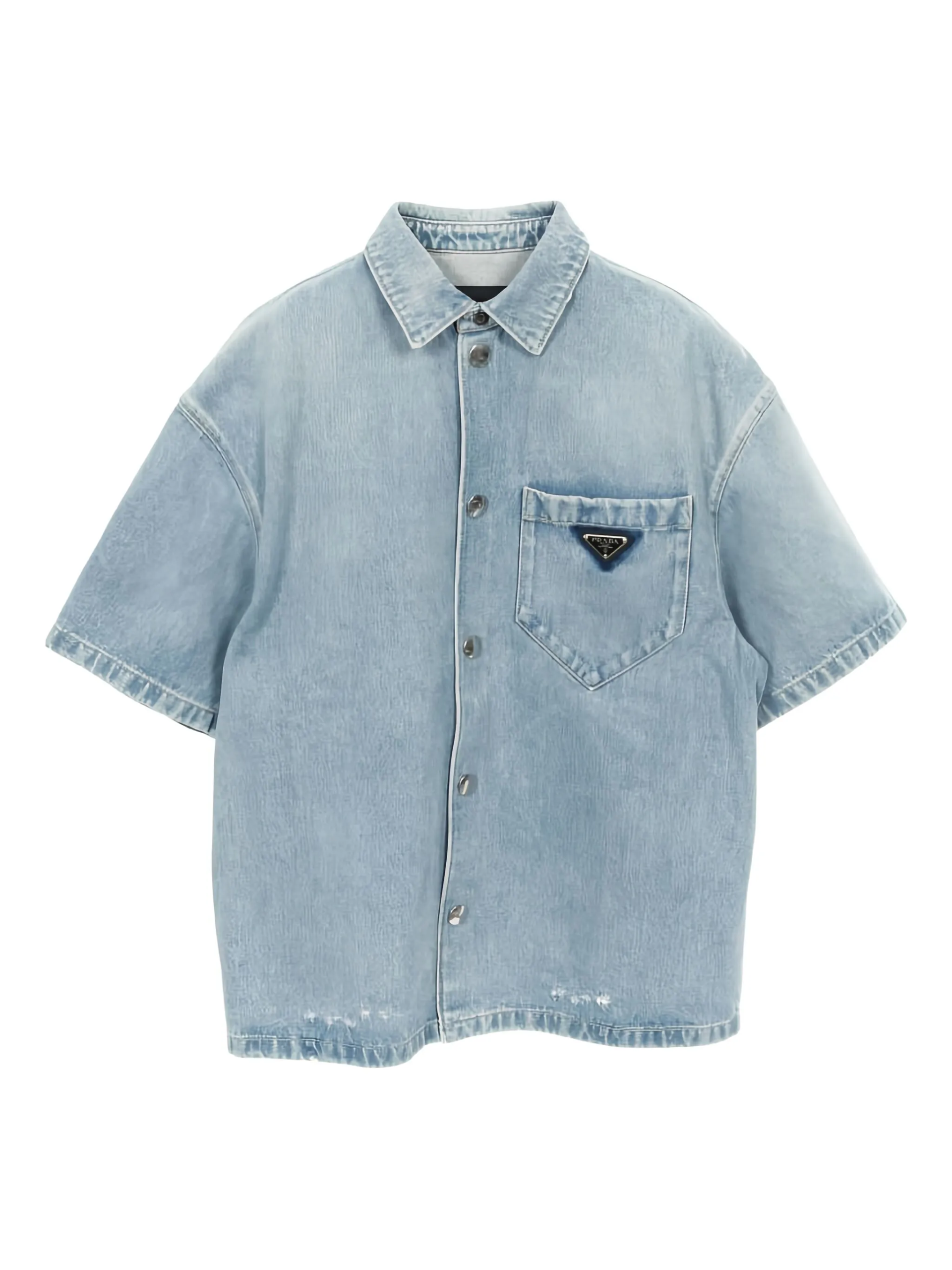 Prada 2010s Logo-Plaque Denim Shirt
