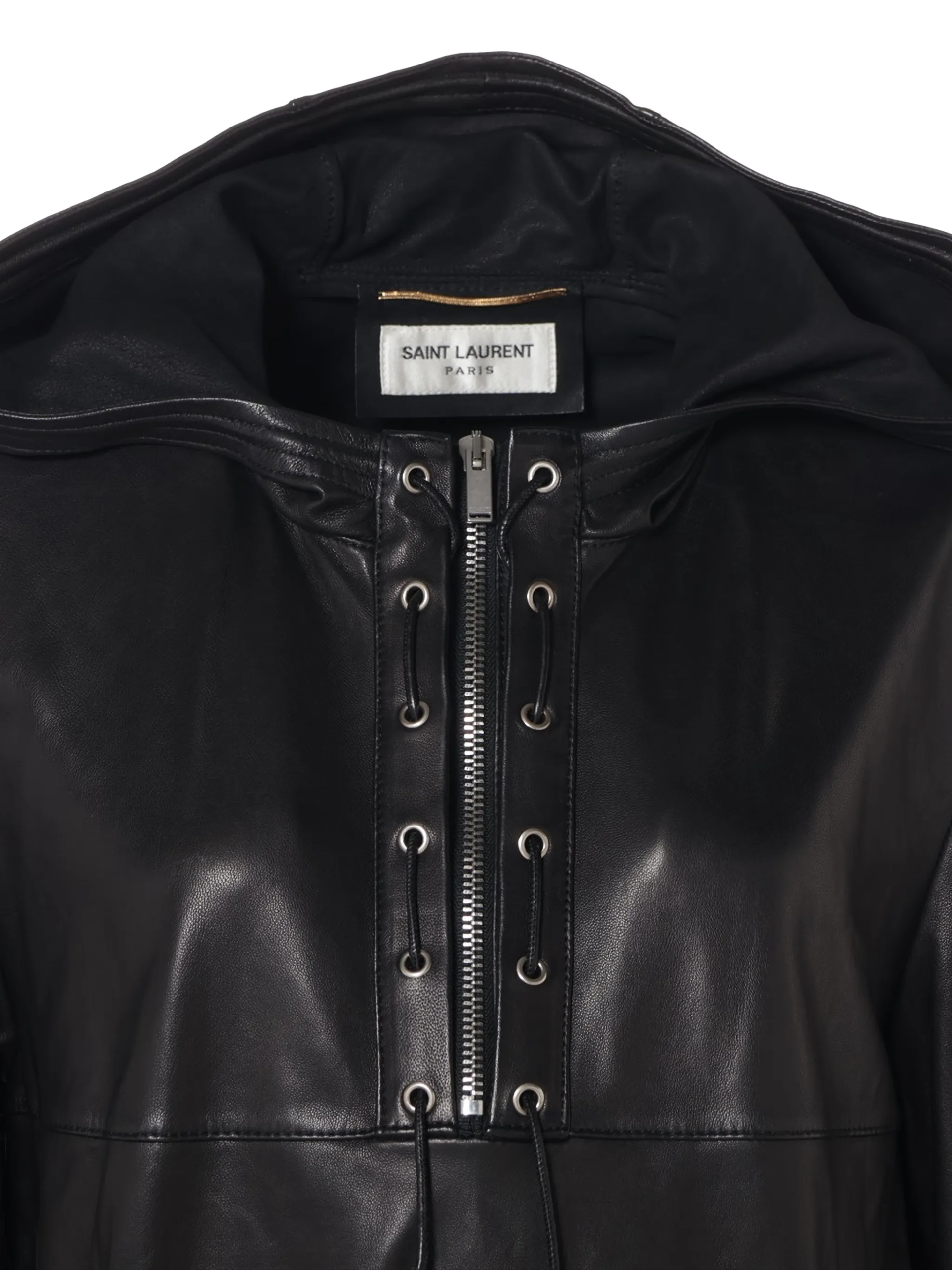 Saint Laurent 2017 Hooded Leather Hoodie