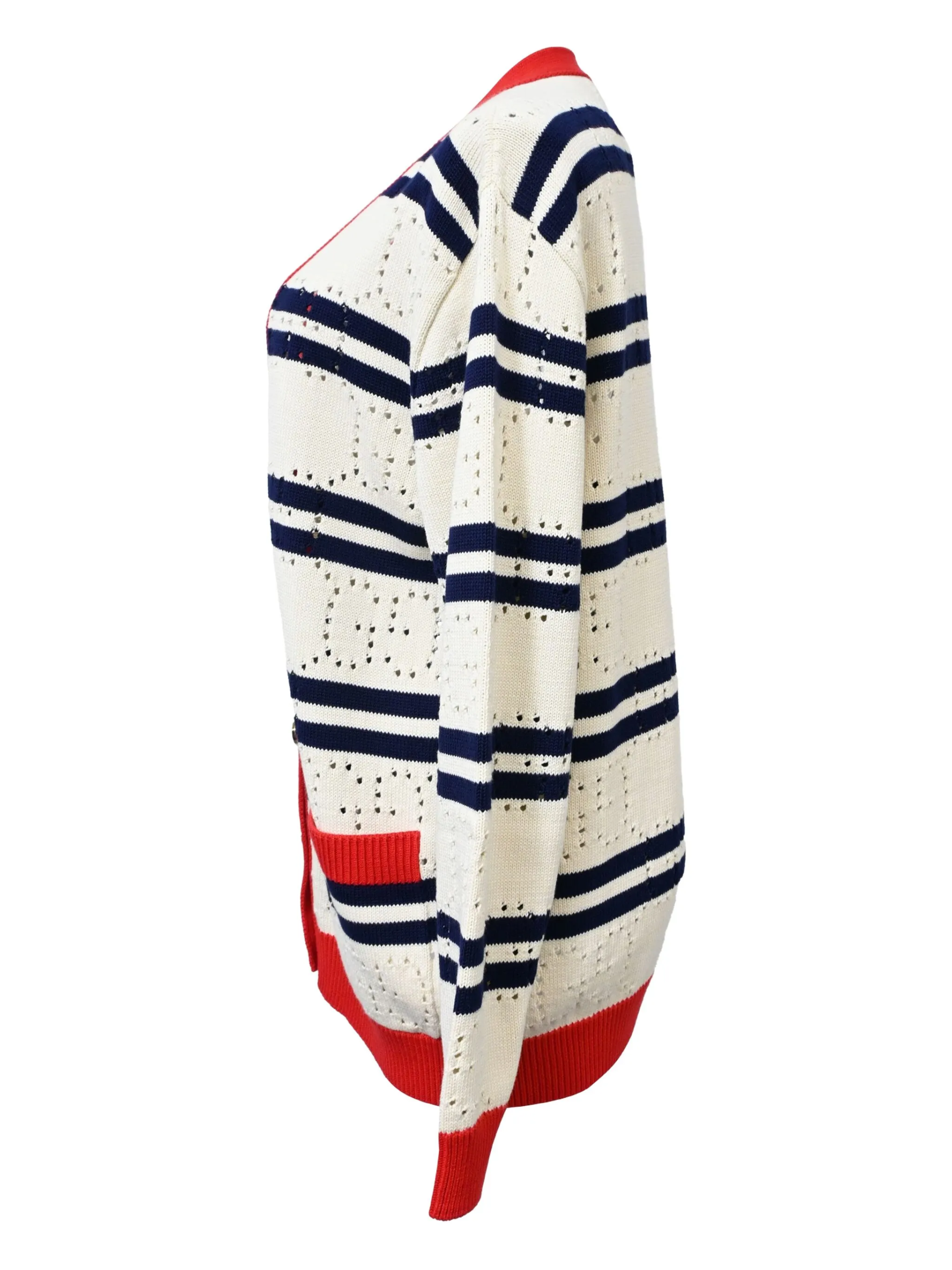 Gucci Pointelle-Knit Striped Cardigan