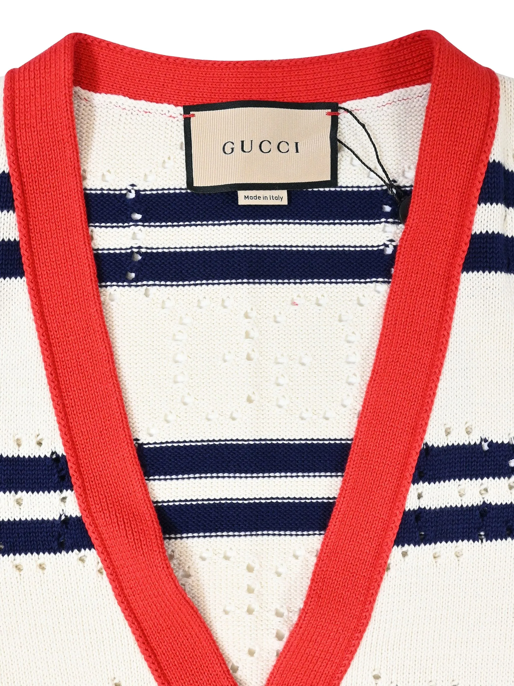 Gucci Pointelle-Knit Striped Cardigan